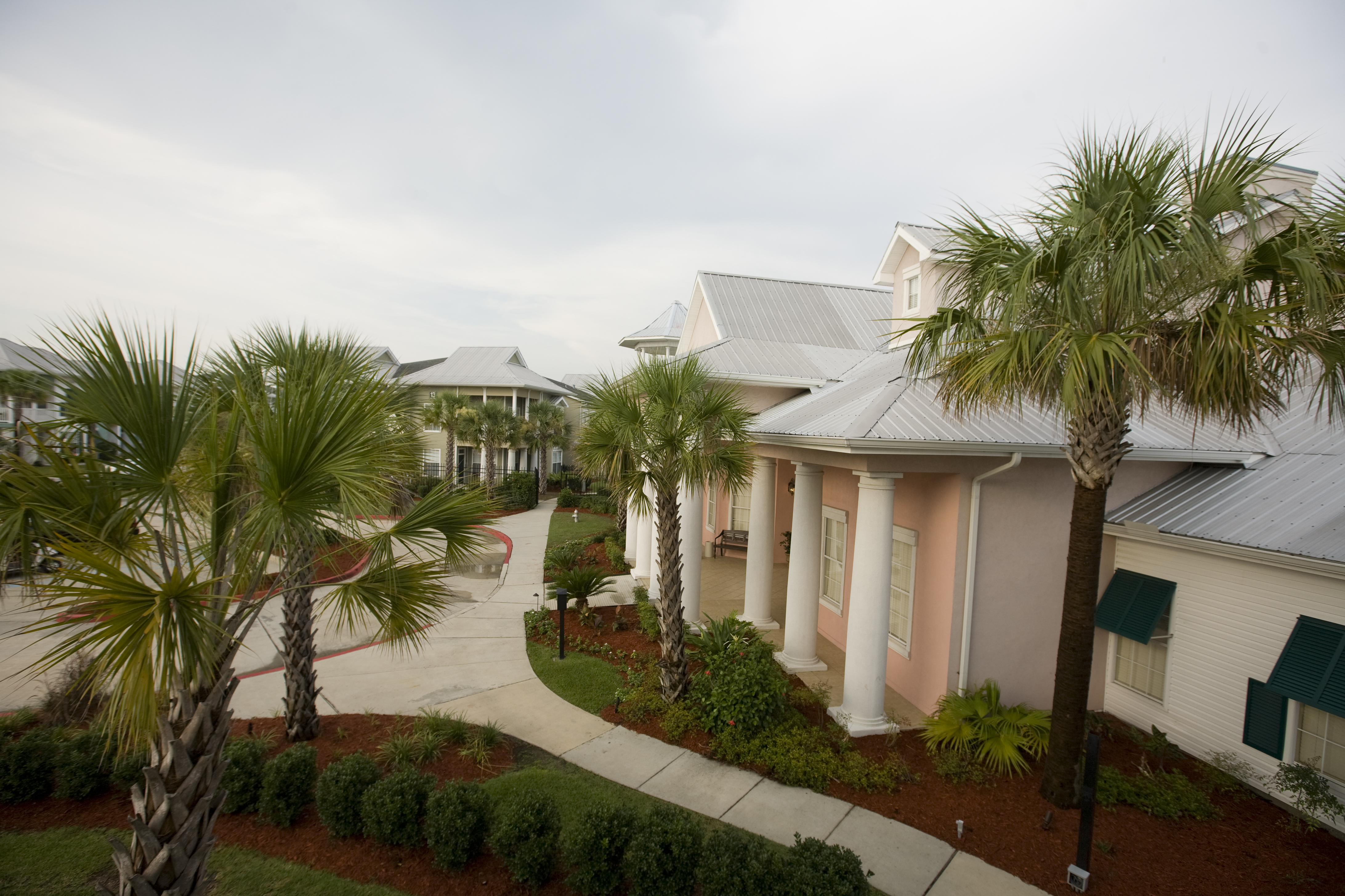 Pathway in front of Calypso Bay Clubhouse and Offices